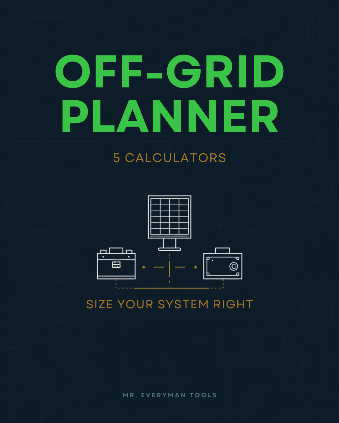 Off-Grid Power Planner β solar and battery sizing calculator app cover