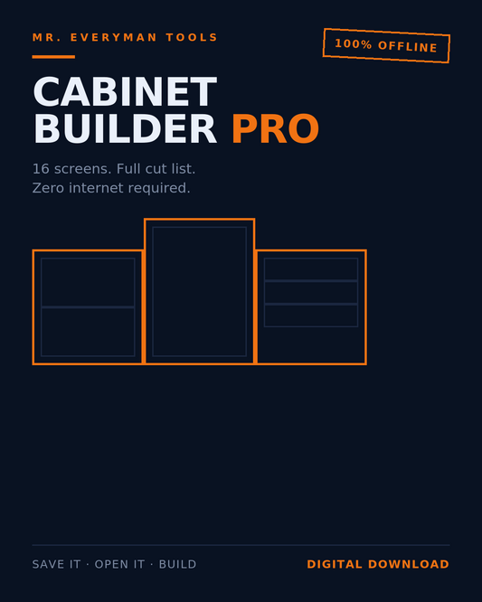 Cabinet Builder Pro — offline cabinet cut list calculator app